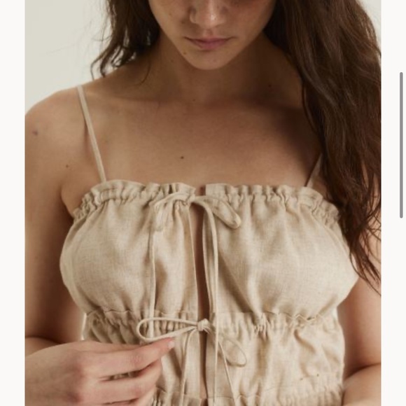 Tie Front Linen Tank - Picture 2 of 6
